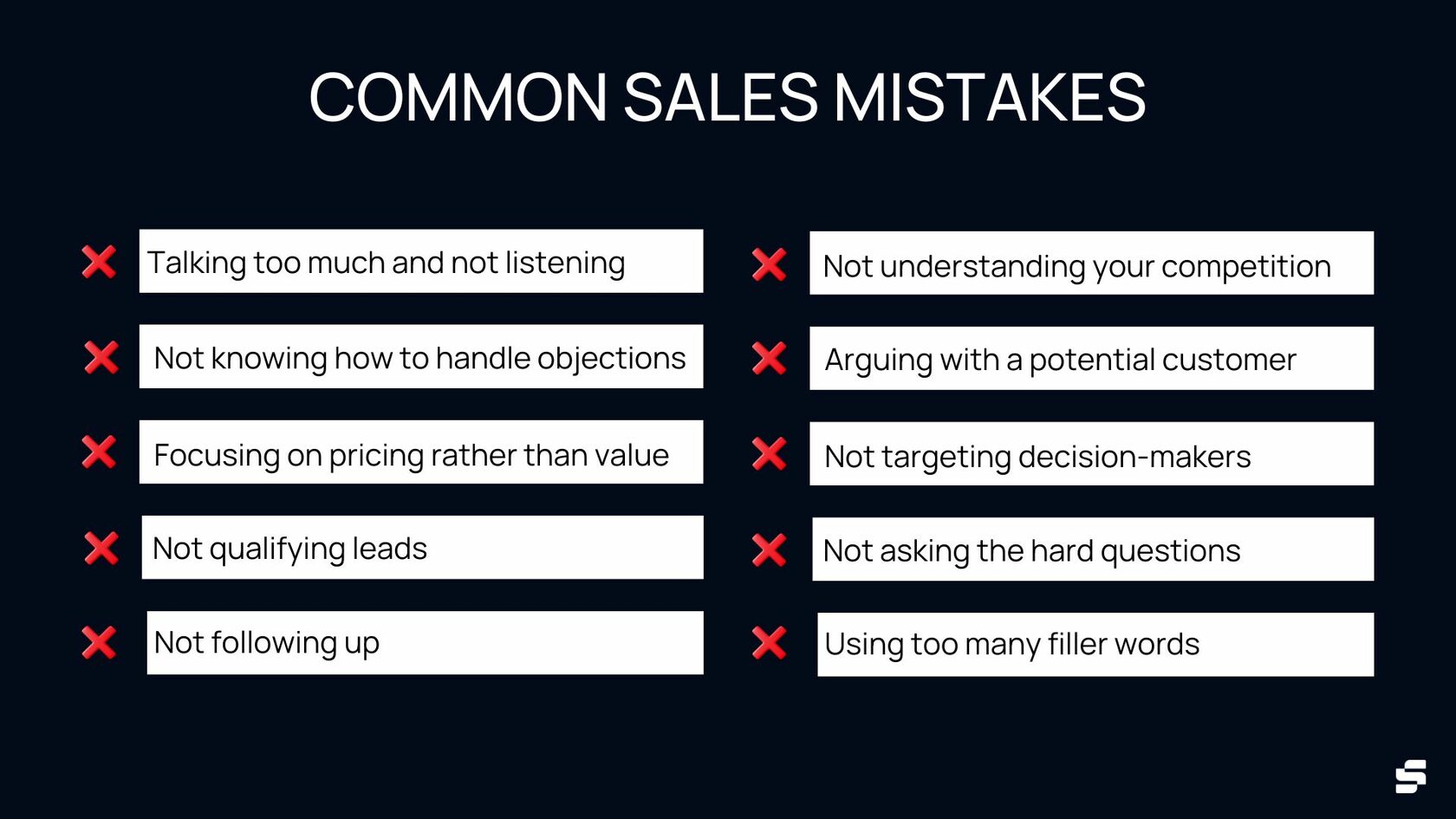 Avoiding Common Selling Mistakes